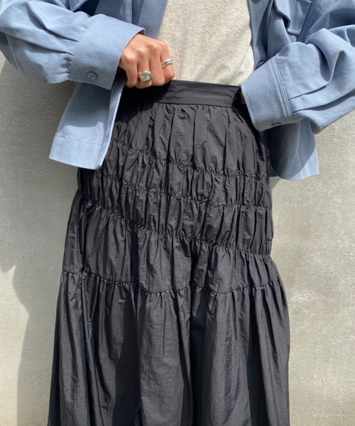 CIAOPANIC（チャオパニック）の「シャーリングスカート（スカート・レディース・ブラック/カーキ/アイボリー・FREE）」の18枚目の写真