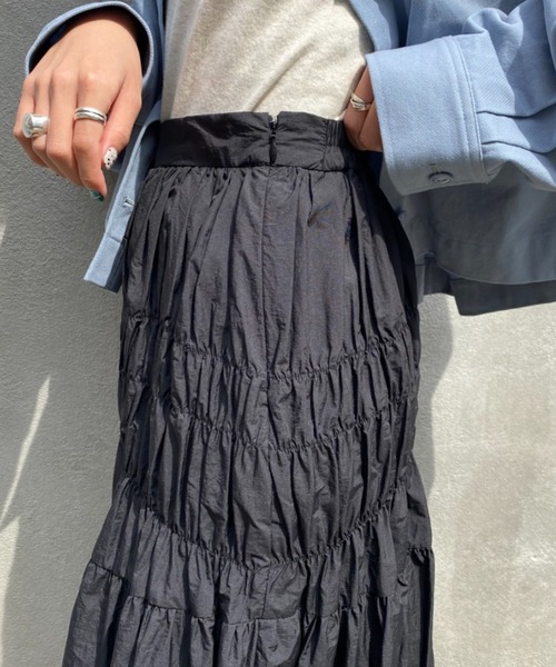 CIAOPANIC（チャオパニック）の「シャーリングスカート（スカート・レディース・ブラック/カーキ/アイボリー・FREE）」の19枚目の写真