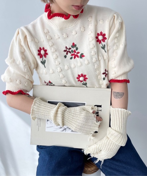 SANSeLF（サンセルフ）の「ダメージアームカバー【SANSeLF】sana22a002（アームカバー・レディース・ブラック/ホワイト・FREE）」の9枚目の写真