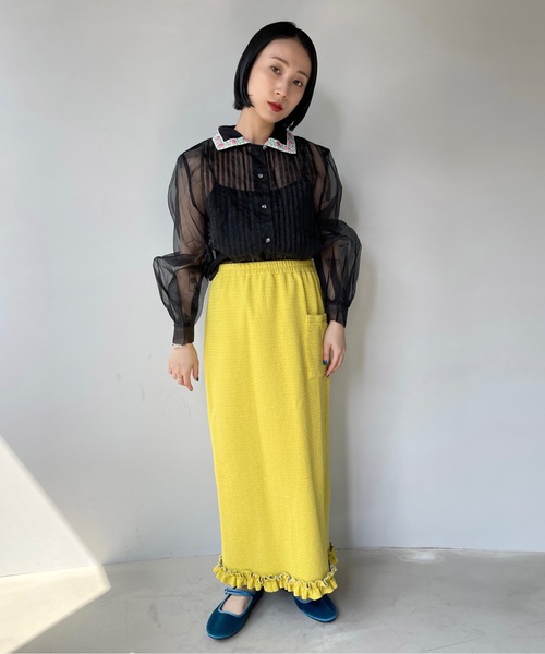 SANSeLF(サンセルフ)の「【SANSeLF】ruffled hem skirt sanw22s047(スカート・レディース・イエロー・FREE)」の4枚目の写真