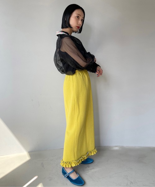 SANSeLF(サンセルフ)の「【SANSeLF】ruffled hem skirt sanw22s047(スカート・レディース・イエロー・FREE)」の5枚目の写真