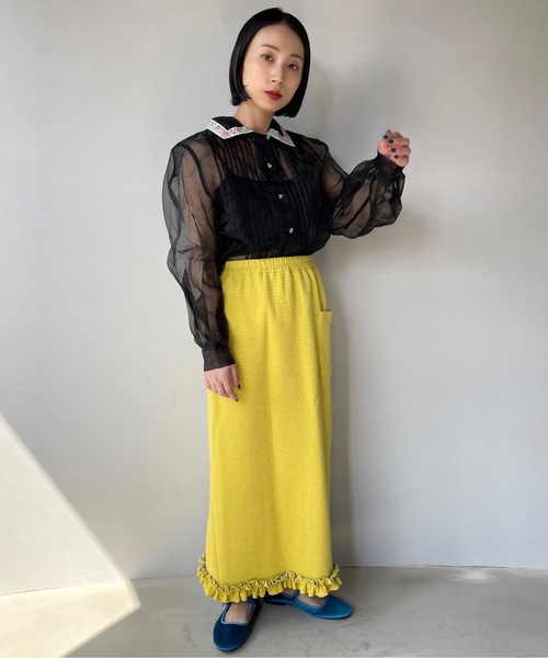 SANSeLF(サンセルフ)の「【SANSeLF】ruffled hem skirt sanw22s047(スカート・レディース・イエロー・FREE)」の6枚目の写真