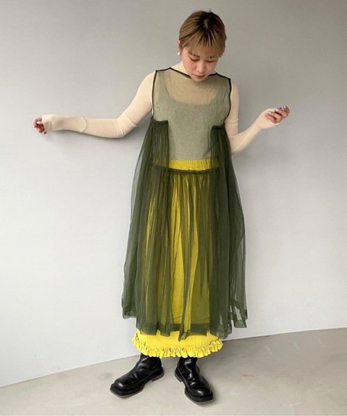 SANSeLF(サンセルフ)の「【SANSeLF】ruffled hem skirt sanw22s047(スカート・レディース・イエロー・FREE)」の2枚目の写真