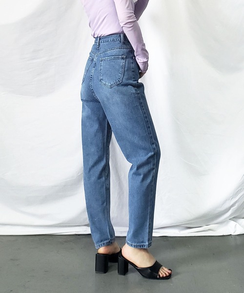 me+em select（ミームセレクト）の「※※【 選べる４サイズ ／ 5カラー 】華奢見えハイウエストバルーンテーパードウォッシュデニムパンツ（デニムパンツ・レディース・ブラック/グレー/ブルー/ホワイト/ライトブルー・X-LARGE/SMALL/MEDIUM/LARGE）」の5枚目の写真