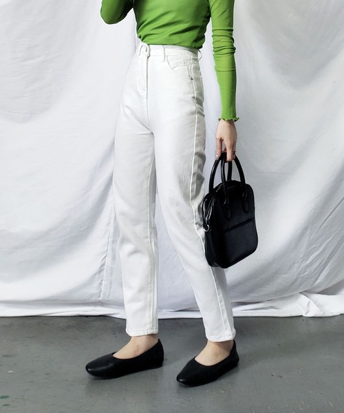 me+em select（ミームセレクト）の「※※【 選べる４サイズ ／ 5カラー 】華奢見えハイウエストバルーンテーパードウォッシュデニムパンツ（デニムパンツ・レディース・ブラック/グレー/ブルー/ホワイト/ライトブルー・X-LARGE/SMALL/MEDIUM/LARGE）」の7枚目の写真