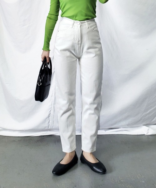 me+em select（ミームセレクト）の「※※【 選べる４サイズ ／ 5カラー 】華奢見えハイウエストバルーンテーパードウォッシュデニムパンツ（デニムパンツ・レディース・ブラック/グレー/ブルー/ホワイト/ライトブルー・X-LARGE/SMALL/MEDIUM/LARGE）」の6枚目の写真