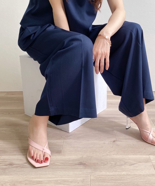 トングデザイン クリアヒール ミュール (8.5cmヒール)