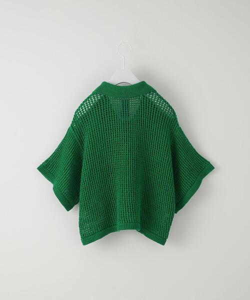 CITEN（シテン）の「＜CITEN（シテン）＞ポロエリメッシュルーズニット（ニット/セーター・レディース・ブラック/ナチュラル/ケリー・FREE）」の4枚目の写真