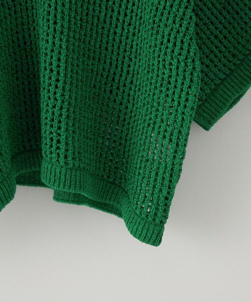 CITEN（シテン）の「＜CITEN（シテン）＞ポロエリメッシュルーズニット（ニット/セーター・レディース・ブラック/ナチュラル/ケリー・FREE）」の7枚目の写真