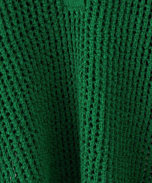 CITEN（シテン）の「＜CITEN（シテン）＞ポロエリメッシュルーズニット（ニット/セーター・レディース・ブラック/ナチュラル/ケリー・FREE）」の8枚目の写真