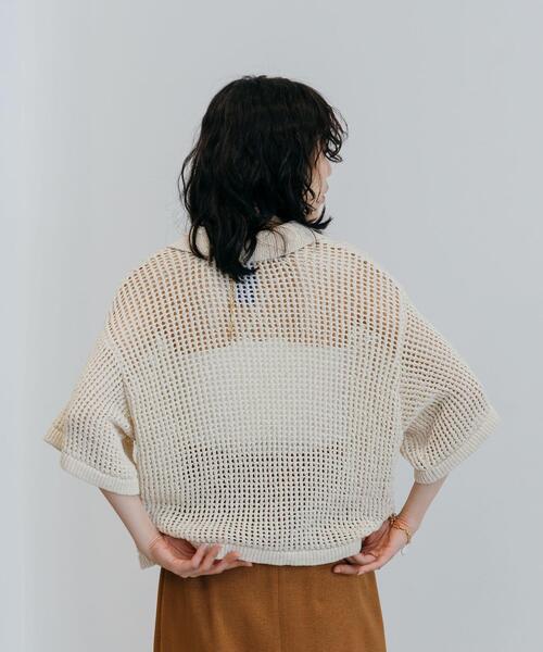 CITEN（シテン）の「＜CITEN（シテン）＞ポロエリメッシュルーズニット（ニット/セーター・レディース・ブラック/ナチュラル/ケリー・FREE）」の13枚目の写真