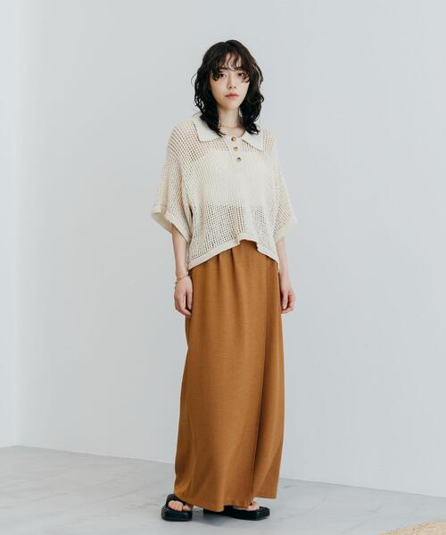 CITEN（シテン）の「＜CITEN（シテン）＞ポロエリメッシュルーズニット（ニット/セーター・レディース・ブラック/ナチュラル/ケリー・FREE）」の17枚目の写真