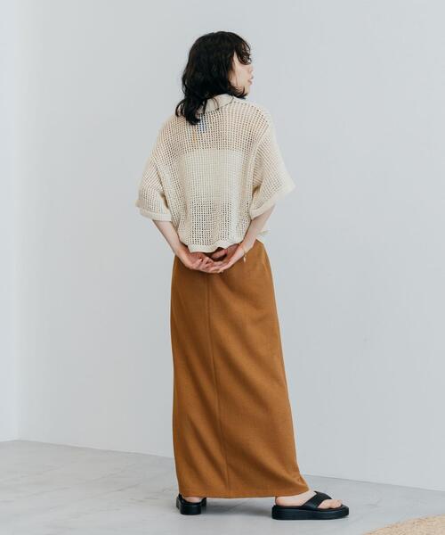 CITEN（シテン）の「＜CITEN（シテン）＞ポロエリメッシュルーズニット（ニット/セーター・レディース・ブラック/ナチュラル/ケリー・FREE）」の18枚目の写真