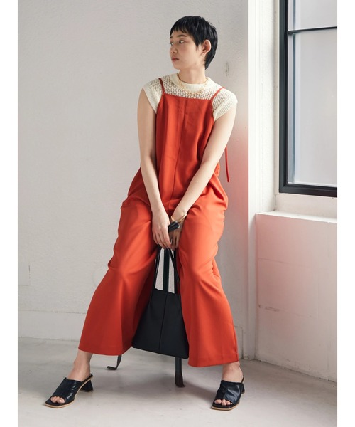 armonia（アルモニーア）の「armonia. ジョーゼットコンビネゾン（つなぎ/オールインワン・レディース・ベージュ/ネイビー/オレンジ・FREE）」の3枚目の写真