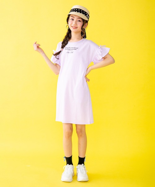 JENNI belle（ジェニィベル）の「【WEB限定】リボンフレア袖ワンピ（ワンピース・キッズ・ブラック/ラベンダー・150cm/130cm/160cm/140cm）」の8枚目の写真