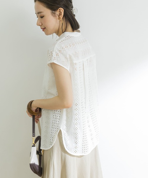 URBAN RESEARCH（アーバンリサーチ）の「バンドカラーレースフレンチスリーブシャツ（シャツ/ブラウス・レディース・ホワイト/ブラック/ミント・38/36）」の17枚目の写真