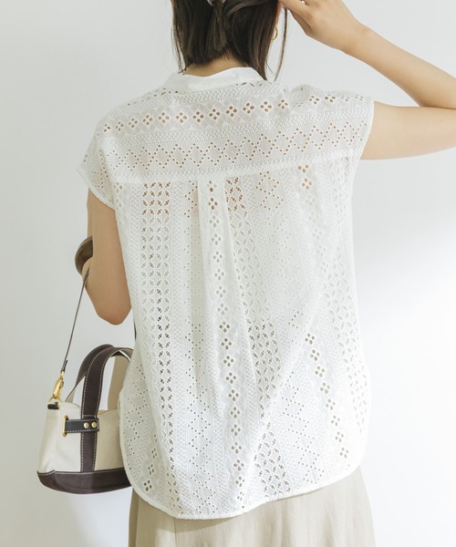 URBAN RESEARCH（アーバンリサーチ）の「バンドカラーレースフレンチスリーブシャツ（シャツ/ブラウス・レディース・ホワイト/ブラック/ミント・38/36）」の19枚目の写真