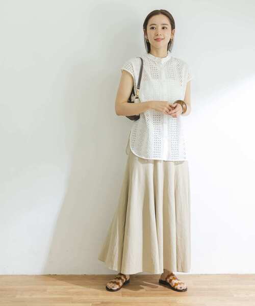 URBAN RESEARCH（アーバンリサーチ）の「バンドカラーレースフレンチスリーブシャツ（シャツ/ブラウス・レディース・ホワイト/ブラック/ミント・38/36）」の21枚目の写真