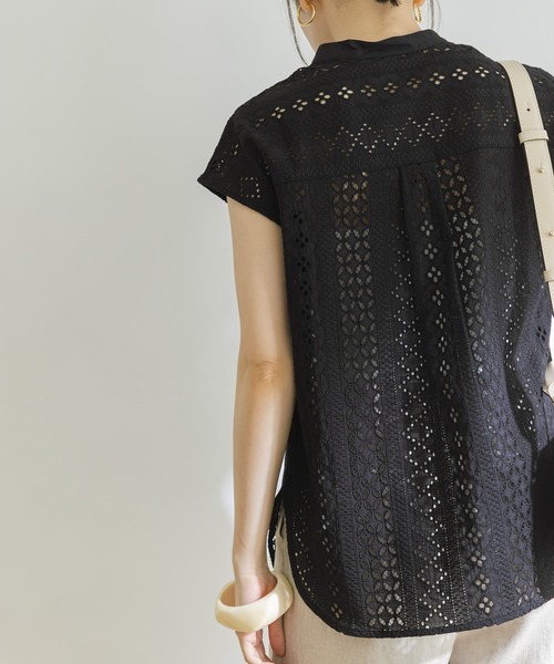 URBAN RESEARCH（アーバンリサーチ）の「バンドカラーレースフレンチスリーブシャツ（シャツ/ブラウス・レディース・ホワイト/ブラック/ミント・38/36）」の10枚目の写真