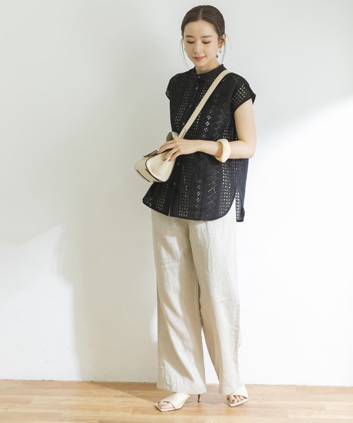 URBAN RESEARCH（アーバンリサーチ）の「バンドカラーレースフレンチスリーブシャツ（シャツ/ブラウス・レディース・ホワイト/ブラック/ミント・38/36）」の13枚目の写真