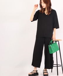 Sunsweet サイドスリットトップス×ワイドパンツセットアップ