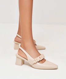 ブレードチェーンリンク スリングバックパンプス / Braided Chain-Link Slingback Pumps