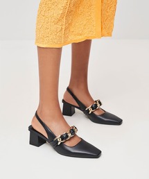 ブレードチェーンリンク スリングバックパンプス / Braided Chain-Link Slingback Pumps