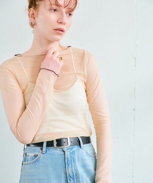 ECRIRE（エクリール）の「シアーカラーメローインナートップス（Tシャツ/カットソー・レディース・アイボリー/ブラック/サックスブルー/ホワイト・M）」の16枚目の写真