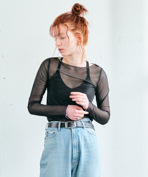 ECRIRE（エクリール）の「シアーカラーメローインナートップス（Tシャツ/カットソー・レディース・アイボリー/ブラック/サックスブルー/ホワイト・M）」の17枚目の写真