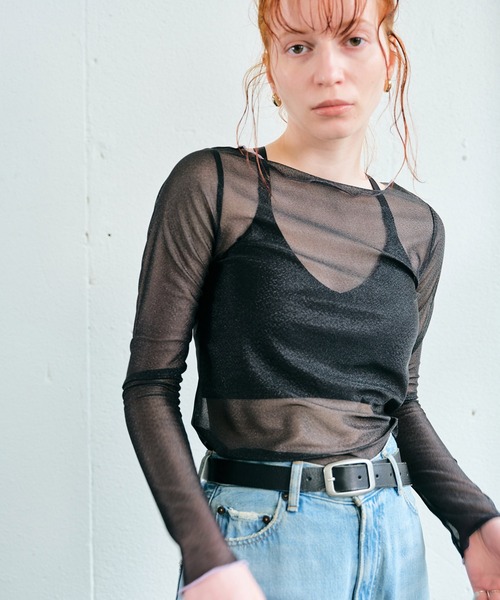 ECRIRE（エクリール）の「シアーカラーメローインナートップス（Tシャツ/カットソー・レディース・アイボリー/ブラック/サックスブルー/ホワイト・M）」の20枚目の写真