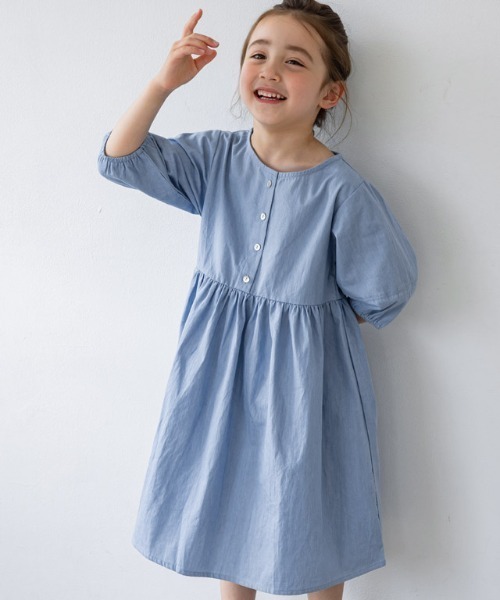 kidsデニムギャザーワンピース