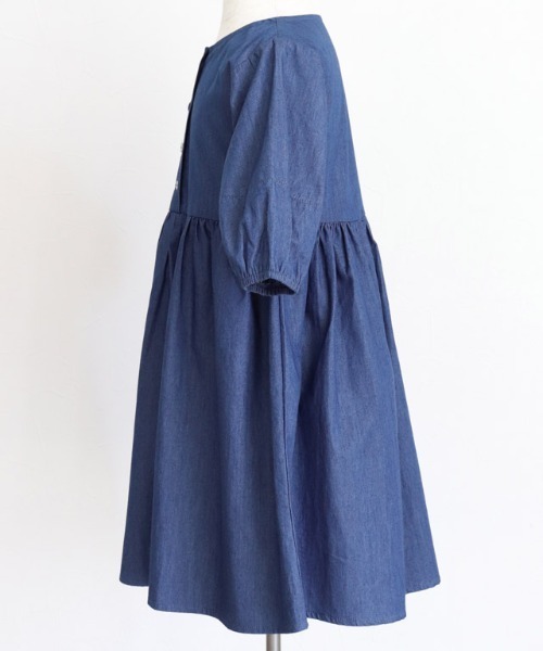 kidsデニムギャザーワンピース