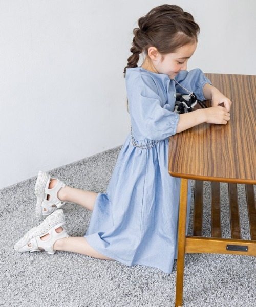 kidsデニムギャザーワンピース