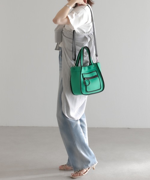 PAPILLONNER（パピヨネ）の「スクエアWETライントートバッグ/Sサイズ/WEB限定カラー展開（トートバッグ・レディース・チャコールグレー/ブルー/グリーン/アイボリー/ネイビー/ベージュ/ブルー系その他/ブラック・FREE）」の18枚目の写真