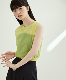 ADAM ET ROPE' | ストレッチタフタノースリーブTEE(タンクトップ)