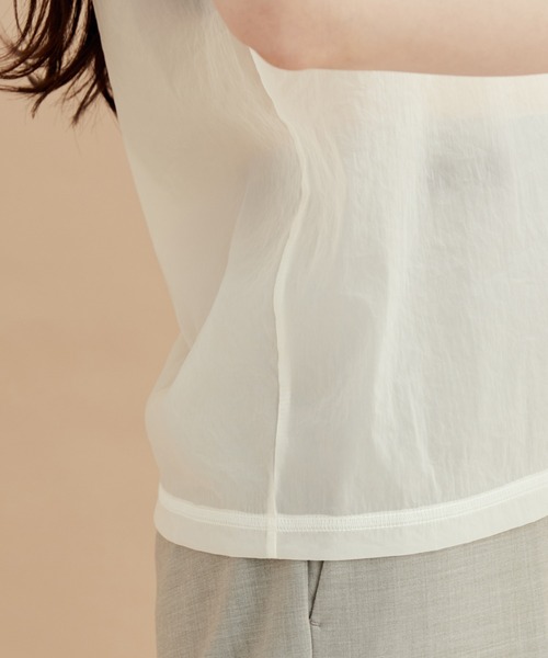 ADAM ET ROPE'（アダムエロペ）の「ストレッチタフタノースリーブTEE（タンクトップ・レディース・ホワイト/ブラック/イエロー・FREE）」の7枚目の写真