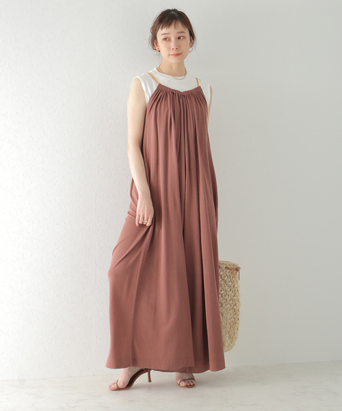 plage(プラージュ)の「Si/Li ワイド オールインワン(サロペット/オーバーオール・レディース・ブラウン/オリーブ・36/38)」の3枚目の写真