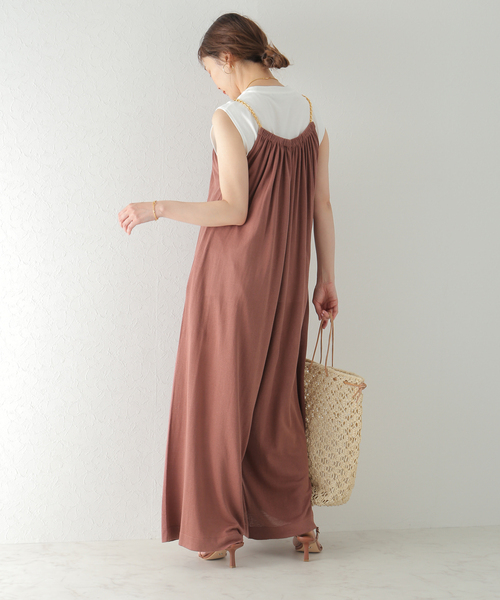 plage(プラージュ)の「Si/Li ワイド オールインワン(サロペット/オーバーオール・レディース・ブラウン/オリーブ・36/38)」の4枚目の写真