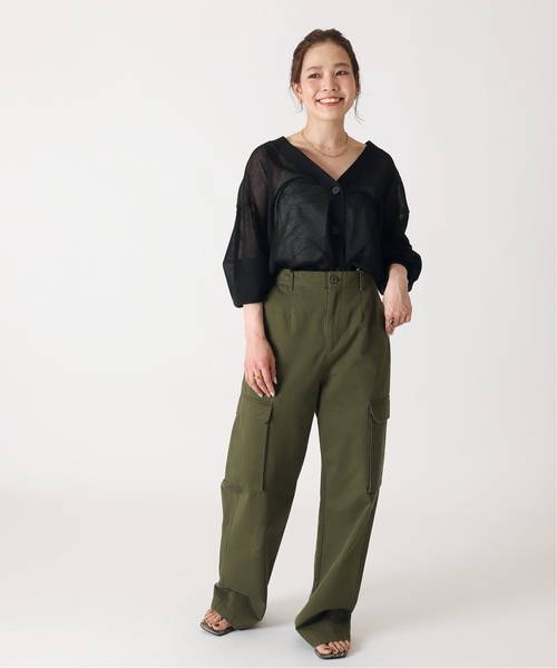 B.C STOCK(ベーセーストック)の「《追加》シアーVネックカーディガン(カーディガン/ボレロ・レディース・ホワイト/ブラック/グリーン・FREE)」の20枚目の写真