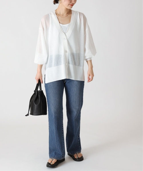 B.C STOCK(ベーセーストック)の「《追加》シアーVネックカーディガン(カーディガン/ボレロ・レディース・ホワイト/ブラック/グリーン・FREE)」の16枚目の写真