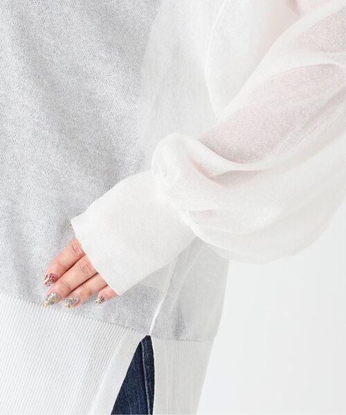 B.C STOCK(ベーセーストック)の「《追加》シアーVネックカーディガン(カーディガン/ボレロ・レディース・ホワイト/ブラック/グリーン・FREE)」の6枚目の写真