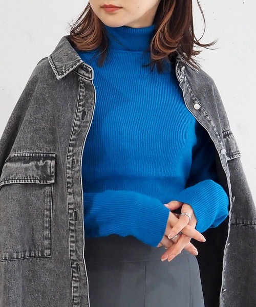 tiptop(ティップトップ)の「【11色展開】リブタートルプルオーバー【web限定Sサイズあり】(ニット/セーター・レディース・ブラック/オフホワイト/ピンク/ブルー/アイボリー/ホワイト系その他/ブラック系その他/グリーン系その他/A/ブルー系その他2/ブルー系その他/D/チャコールグレー/サックスブルー・S/M)」の10枚目の写真