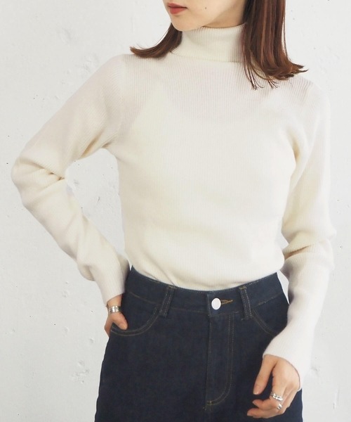 tiptop(ティップトップ)の「【11色展開】リブタートルプルオーバー【web限定Sサイズあり】(ニット/セーター・レディース・ブラック/オフホワイト/ピンク/ブルー/アイボリー/ホワイト系その他/ブラック系その他/グリーン系その他/A/ブルー系その他2/ブルー系その他/D/チャコールグレー/サックスブルー・S/M)」の15枚目の写真