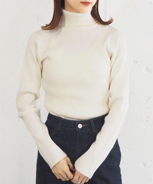 tiptop(ティップトップ)の「【11色展開】リブタートルプルオーバー【web限定Sサイズあり】(ニット/セーター・レディース・ブラック/オフホワイト/ピンク/ブルー/アイボリー/ホワイト系その他/ブラック系その他/グリーン系その他/A/ブルー系その他2/ブルー系その他/D/チャコールグレー/サックスブルー・S/M)」の16枚目の写真