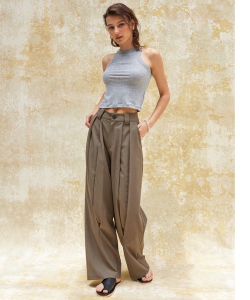 ALEXIA STAM(アリシアスタン)の「Wide Tuck Pants /ワイドタックパンツ(その他パンツ・レディース・ベージュ/ブラウン/オフホワイト・S/M)」の3枚目の写真