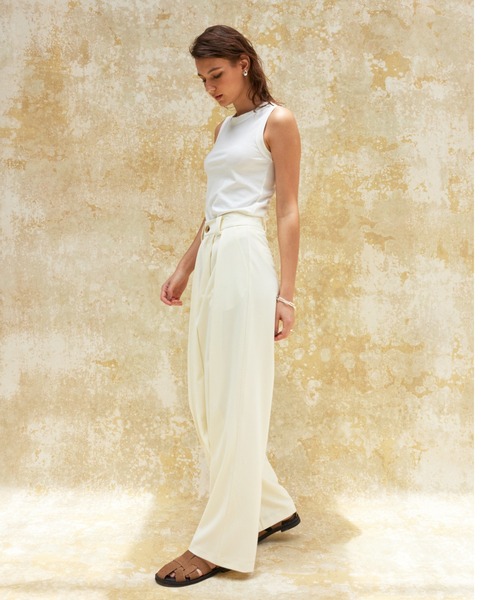 ALEXIA STAM(アリシアスタン)の「Wide Tuck Pants /ワイドタックパンツ(その他パンツ・レディース・ベージュ/ブラウン/オフホワイト・S/M)」の2枚目の写真