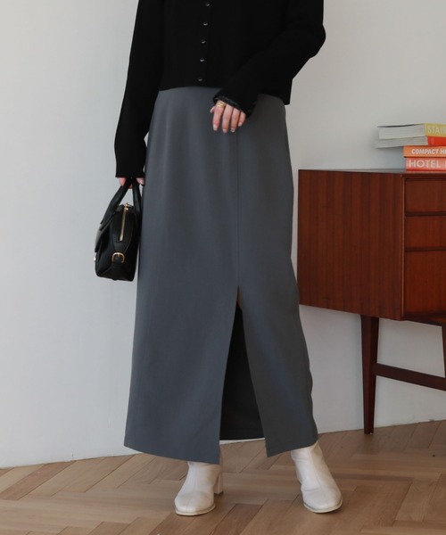 archives(アルシーヴ)の「ベルト付スリットタイトスカート(スカート・レディース・ブラック/ブルー/アイボリー/モカ・MEDIUM)」の1枚目の写真