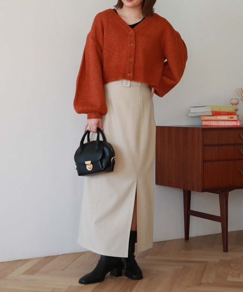 archives(アルシーヴ)の「ベルト付スリットタイトスカート(スカート・レディース・ブラック/ブルー/アイボリー/モカ・MEDIUM)」の9枚目の写真