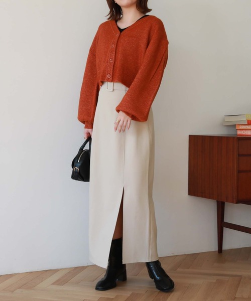 archives(アルシーヴ)の「ベルト付スリットタイトスカート(スカート・レディース・ブラック/ブルー/アイボリー/モカ・MEDIUM)」の10枚目の写真