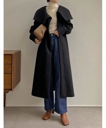 Re:EDIT | [2022A/W PRE ORDER][低身長サイズ有]フェイクウールケープカラーロングコート(その他アウター)